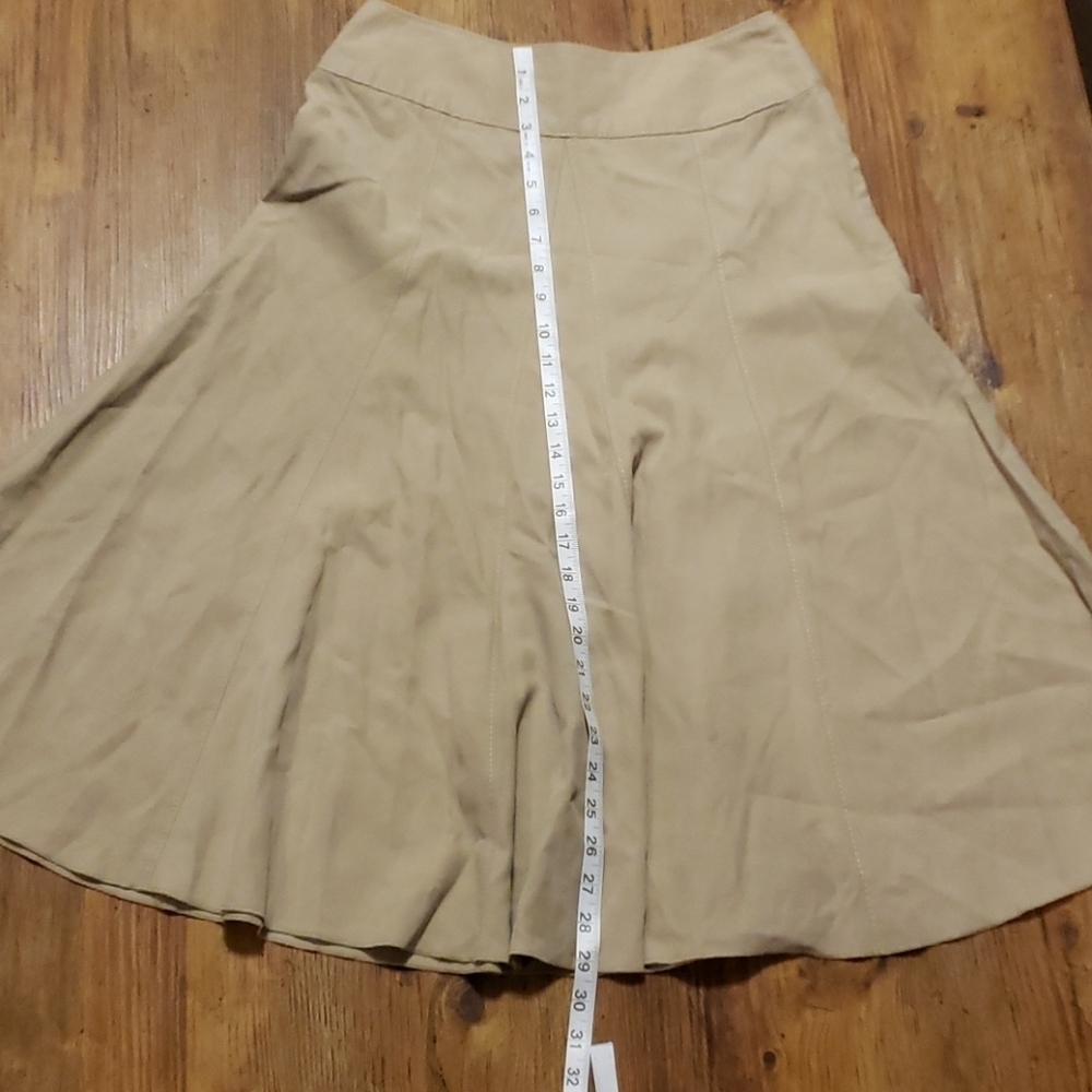 J jill tan linen blend flare midi skirt euc